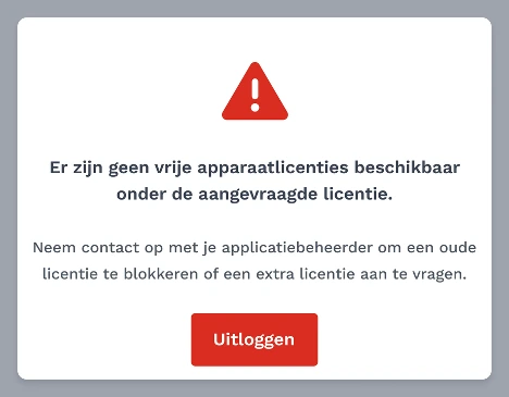 Geen vrije apparaatlicentie
