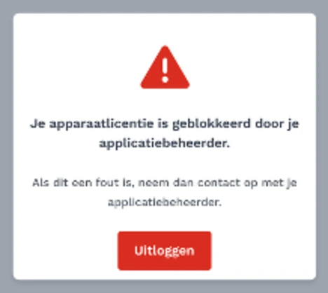 Apparaatlicentie geblokkeerd